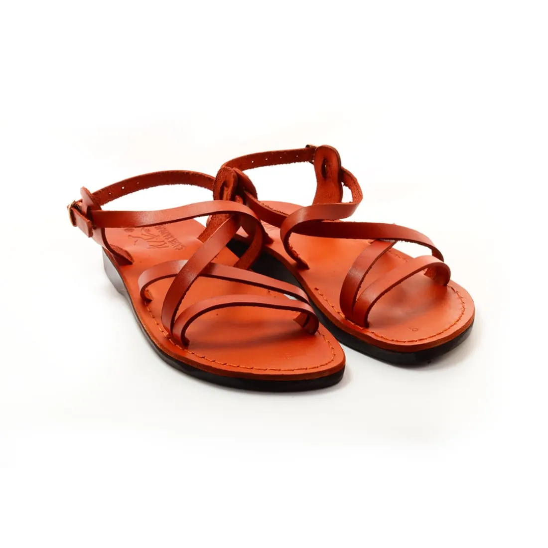 Ares - Red leather sandal with ankle strap