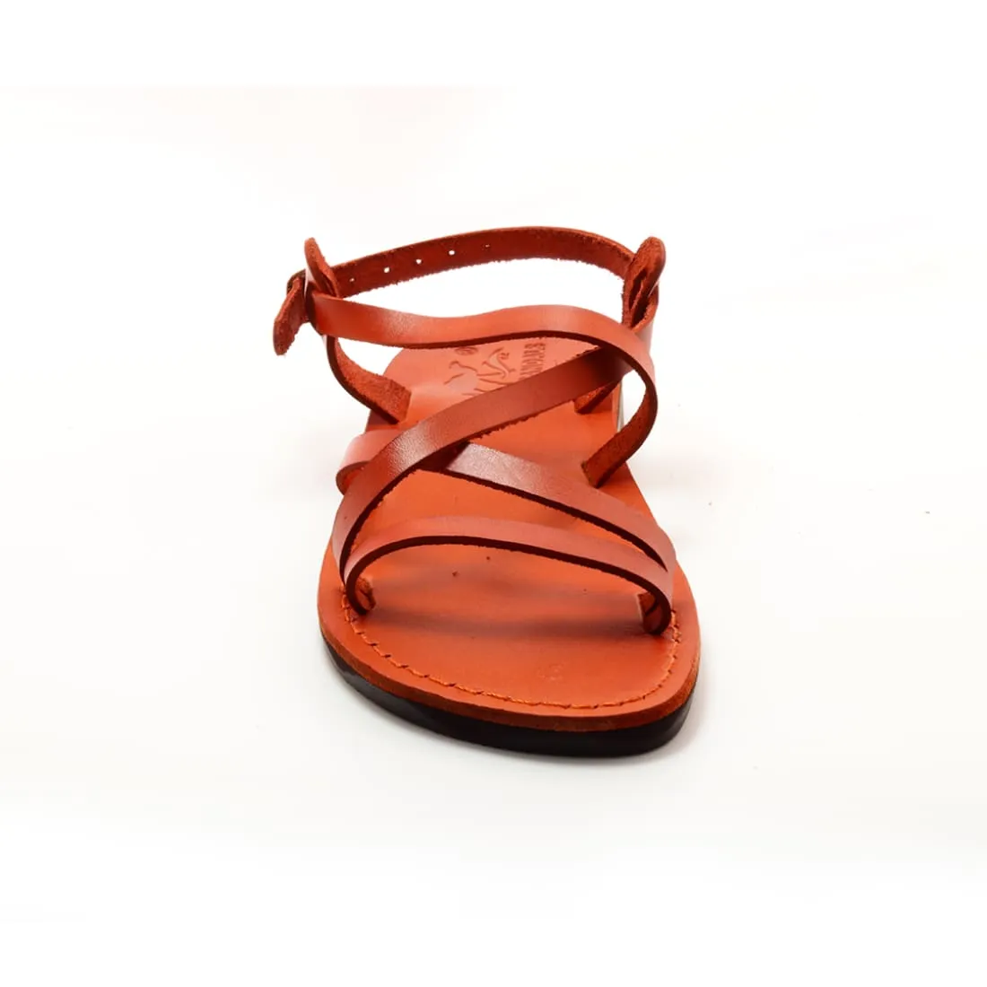 Ares - Red leather sandal with ankle strap