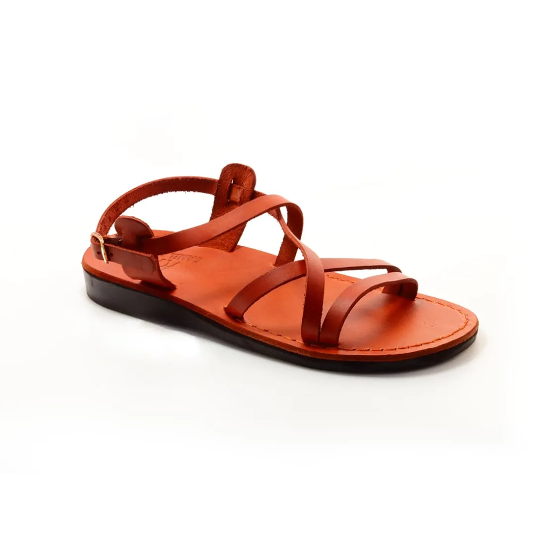 Ares - Red leather sandal with ankle strap