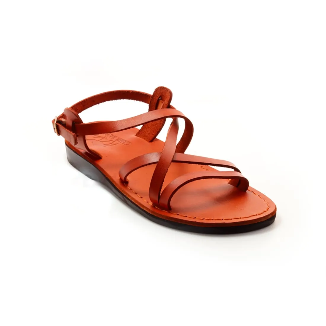 Ares - Red leather sandal with ankle strap