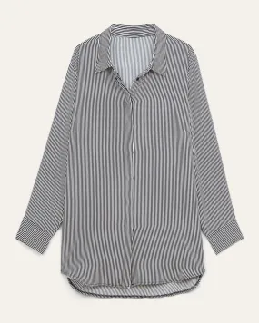 Ausha Tailored Georgette Blouse | Navy / White
