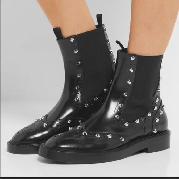 BALENCIAGA ICONIC WINGTIP BROGUE STUDDED CHELSEA BOOTS