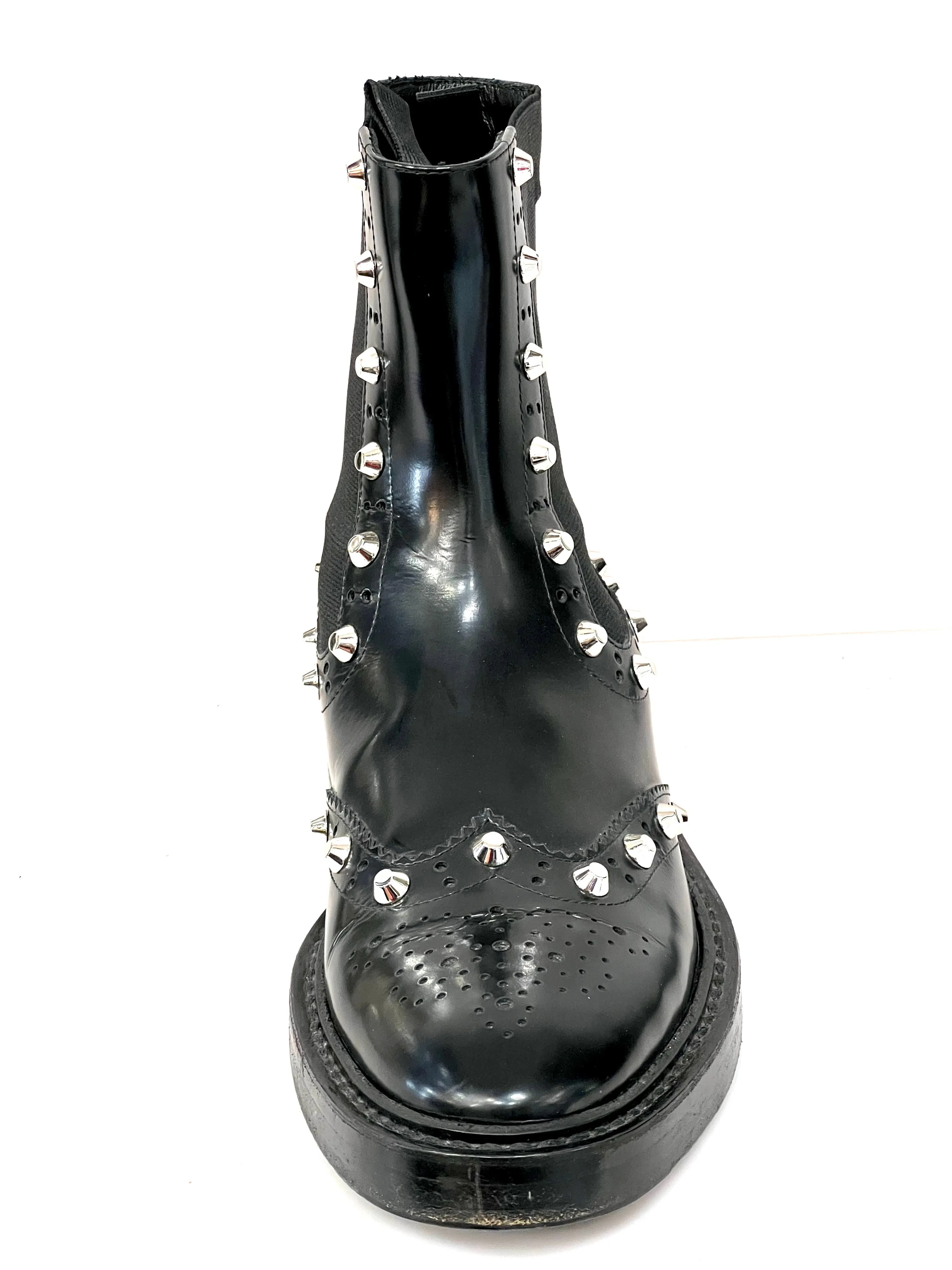 BALENCIAGA ICONIC WINGTIP BROGUE STUDDED CHELSEA BOOTS