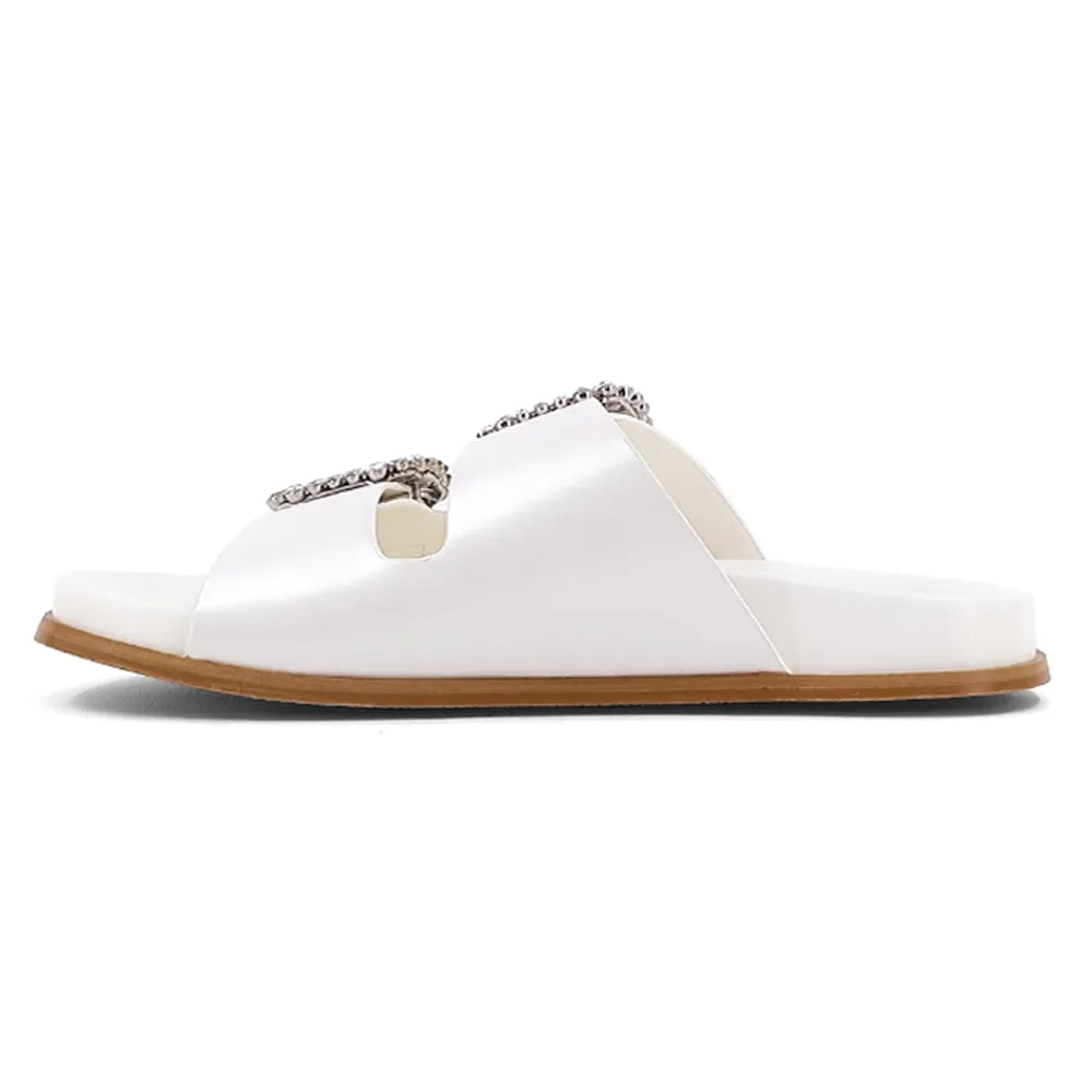 Bridget Rhinestone Metallic Slide Sandals