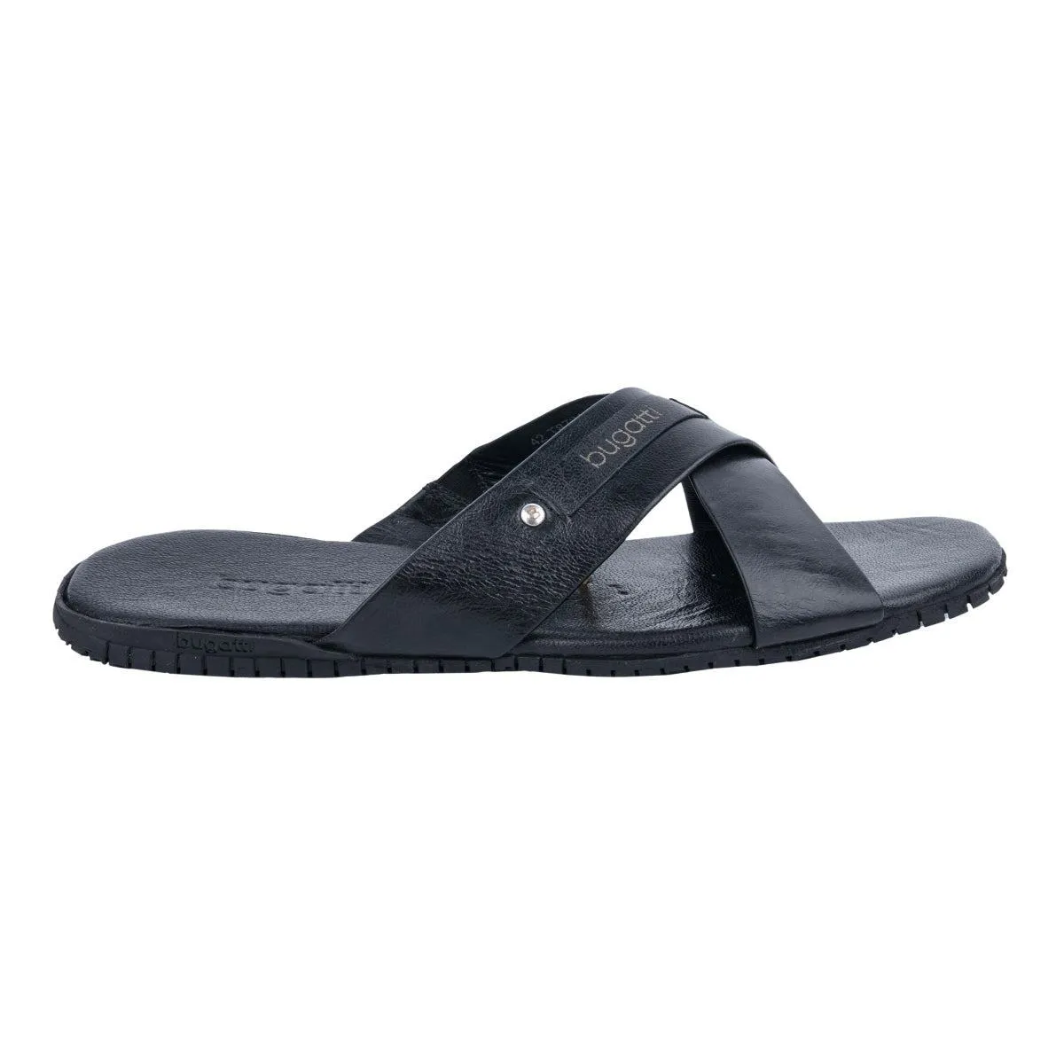 Bugatti Cross Strap Casual Sandals Leather Black Colour For Men