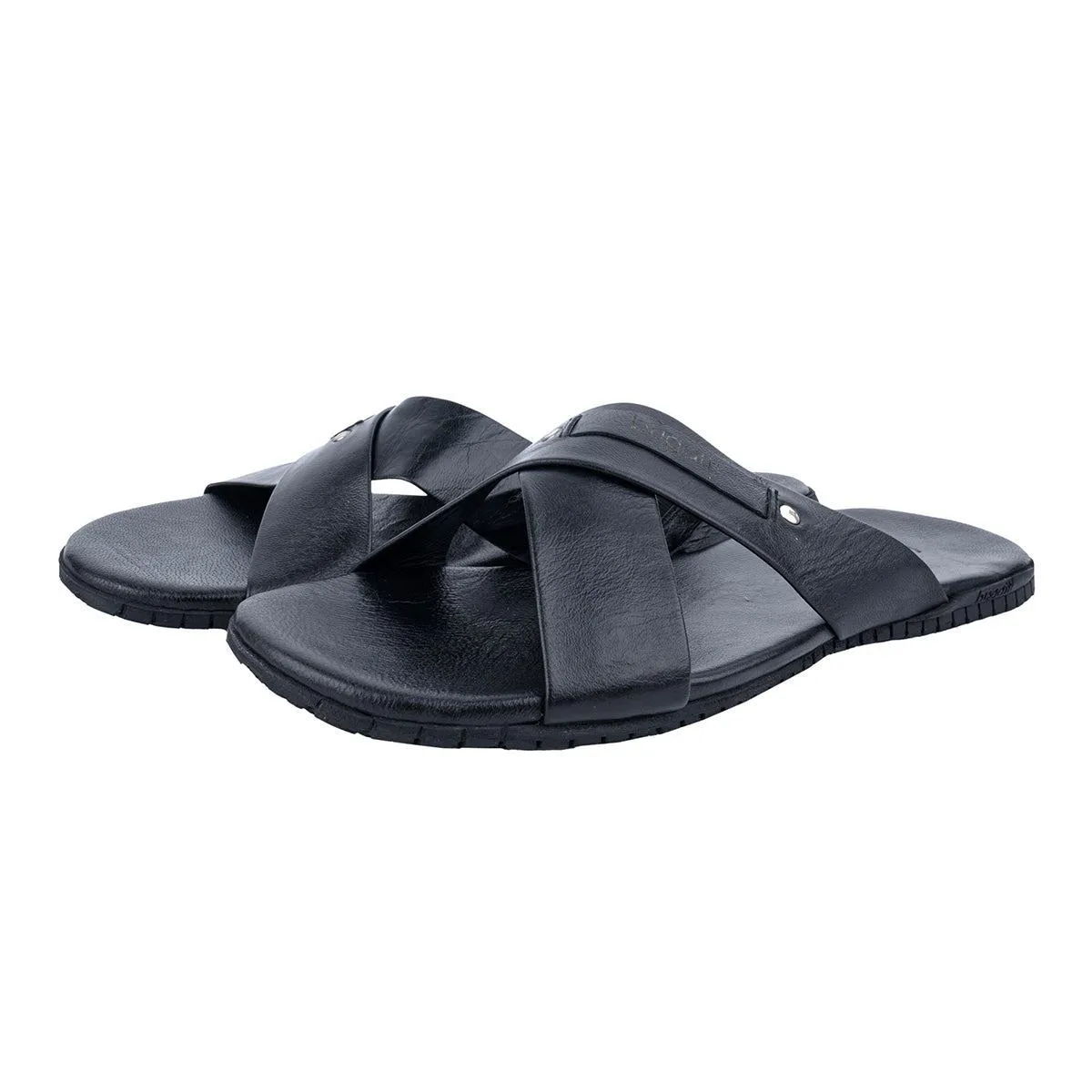 Bugatti Cross Strap Casual Sandals Leather Black Colour For Men