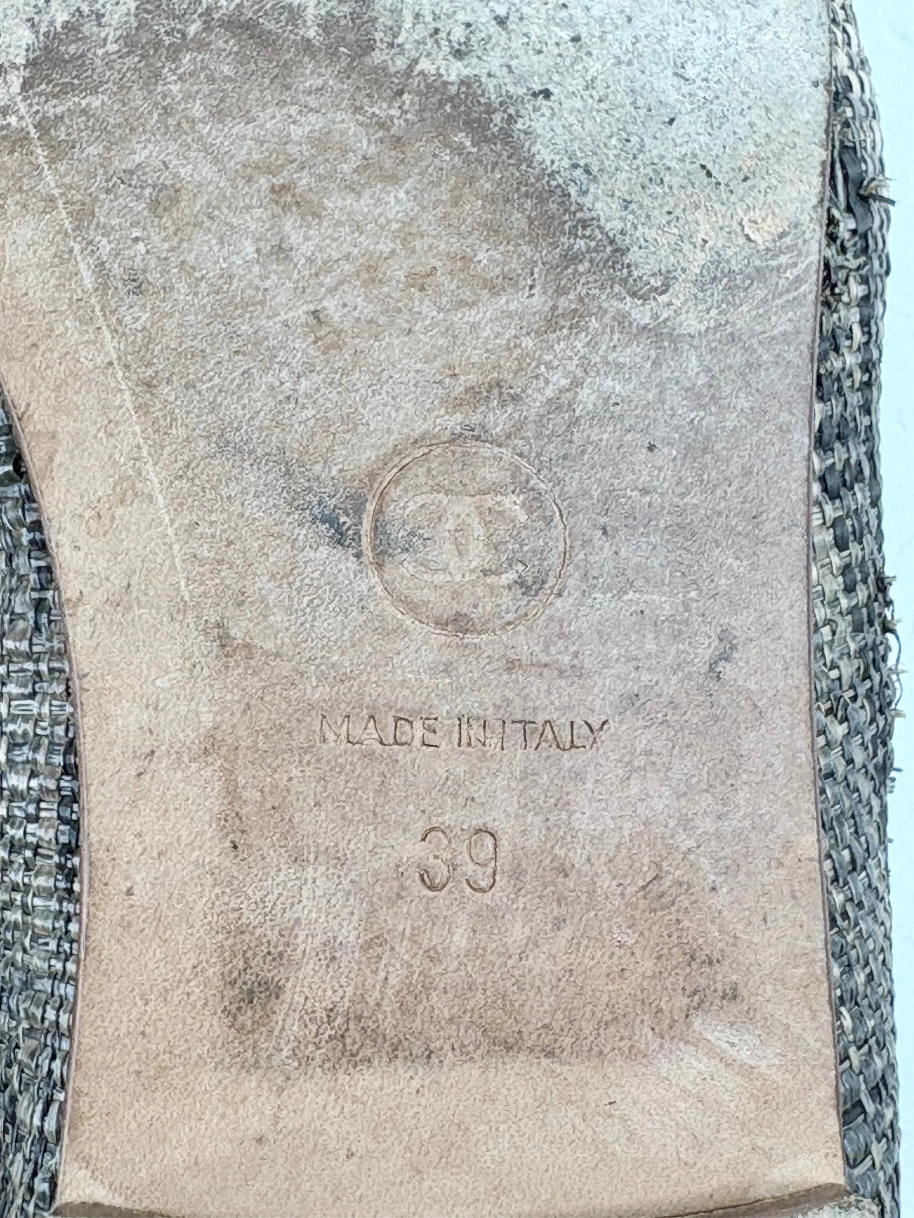 Chanel Gold Toe Leather & Hessian Ballet Flats - EU39