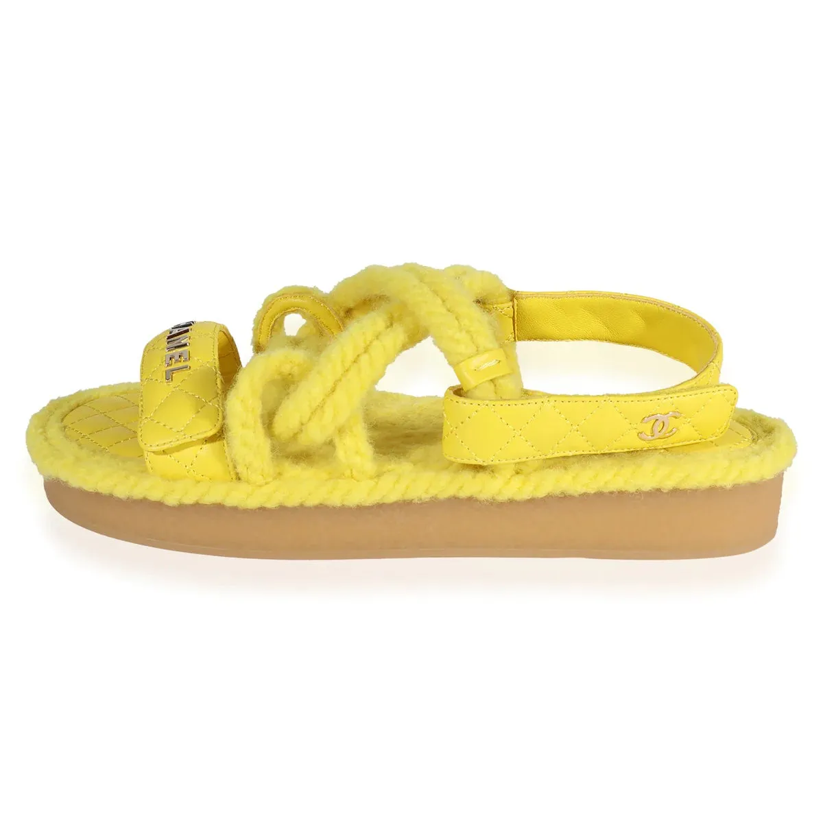 CHANEL QUILTED LOGO CORD & LAMBSKIN SANDALS