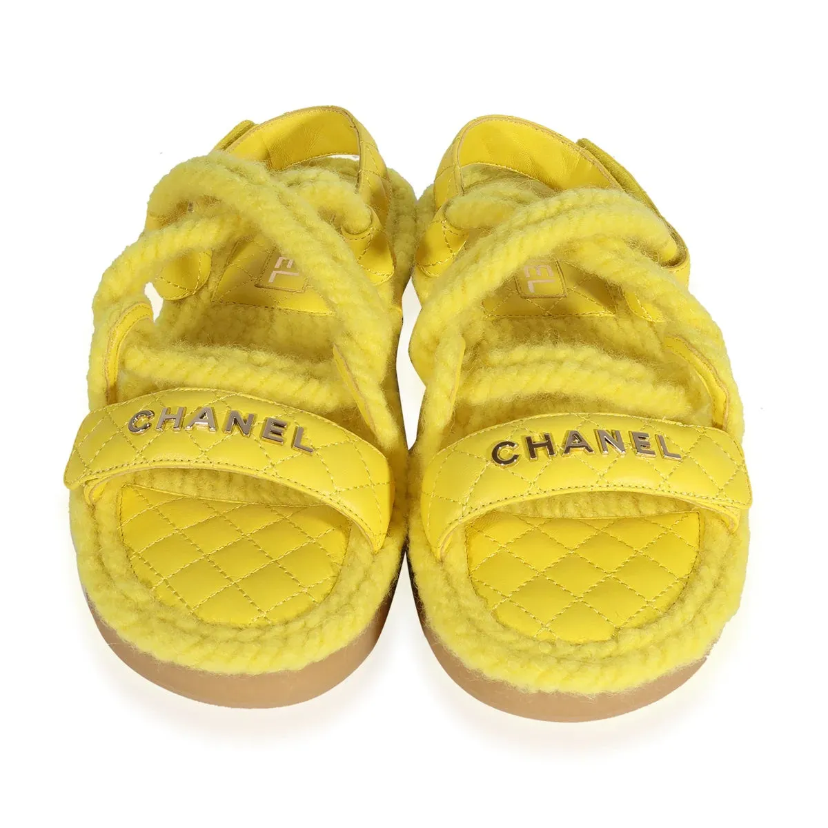 CHANEL QUILTED LOGO CORD & LAMBSKIN SANDALS