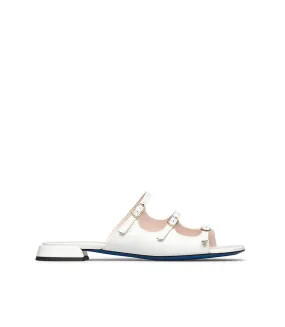 Decorative straps white patent leather sandal