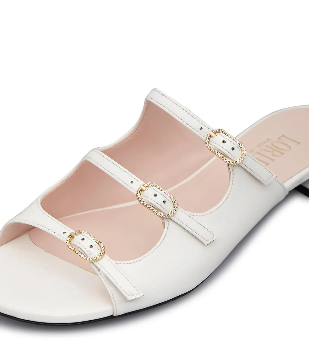 Decorative straps white patent leather sandal