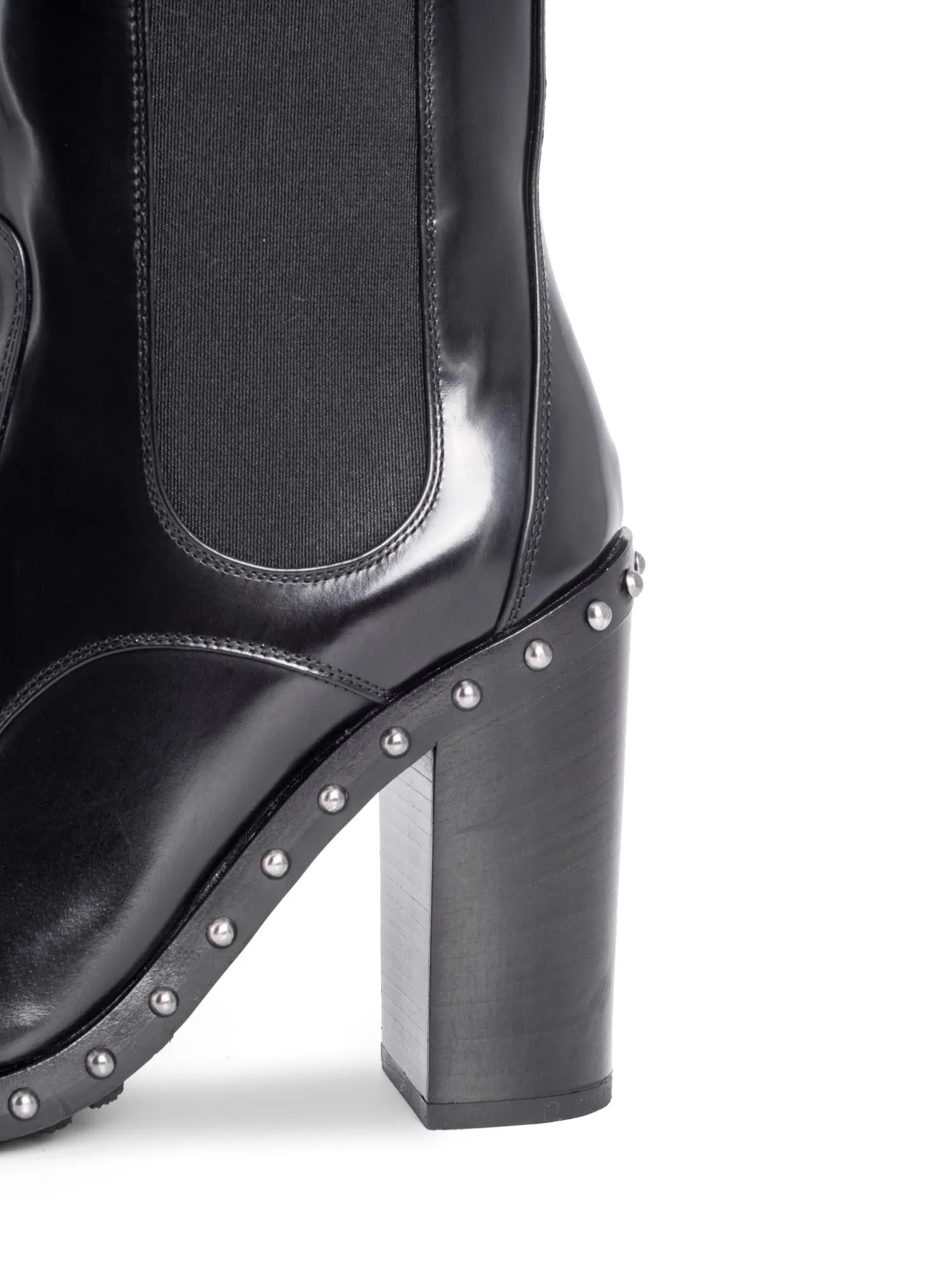 Dolce & Gabbana Leather Studded Platform Ankle Boots Black