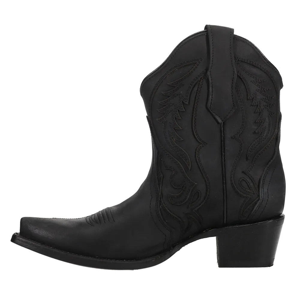 Embroidered And Inlay Ankle Snip Toe Cowboy Booties