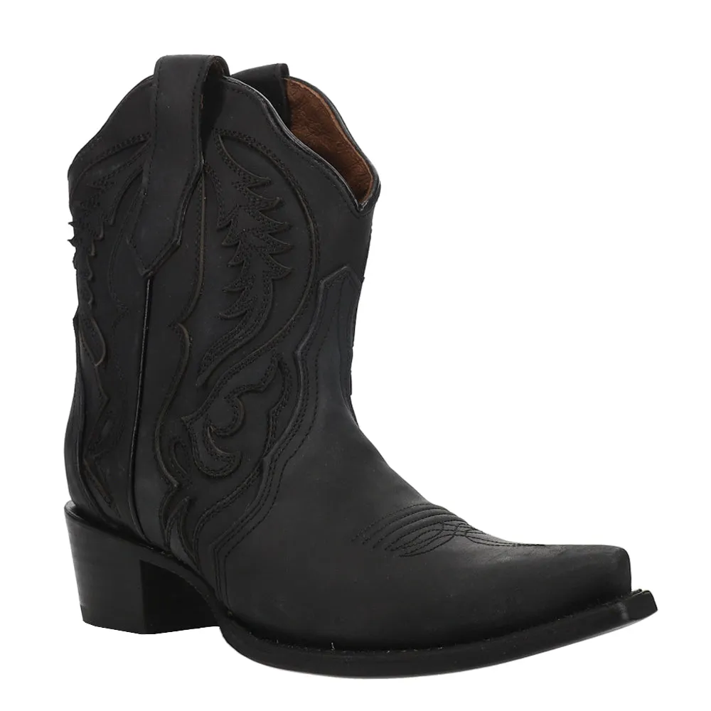 Embroidered And Inlay Ankle Snip Toe Cowboy Booties