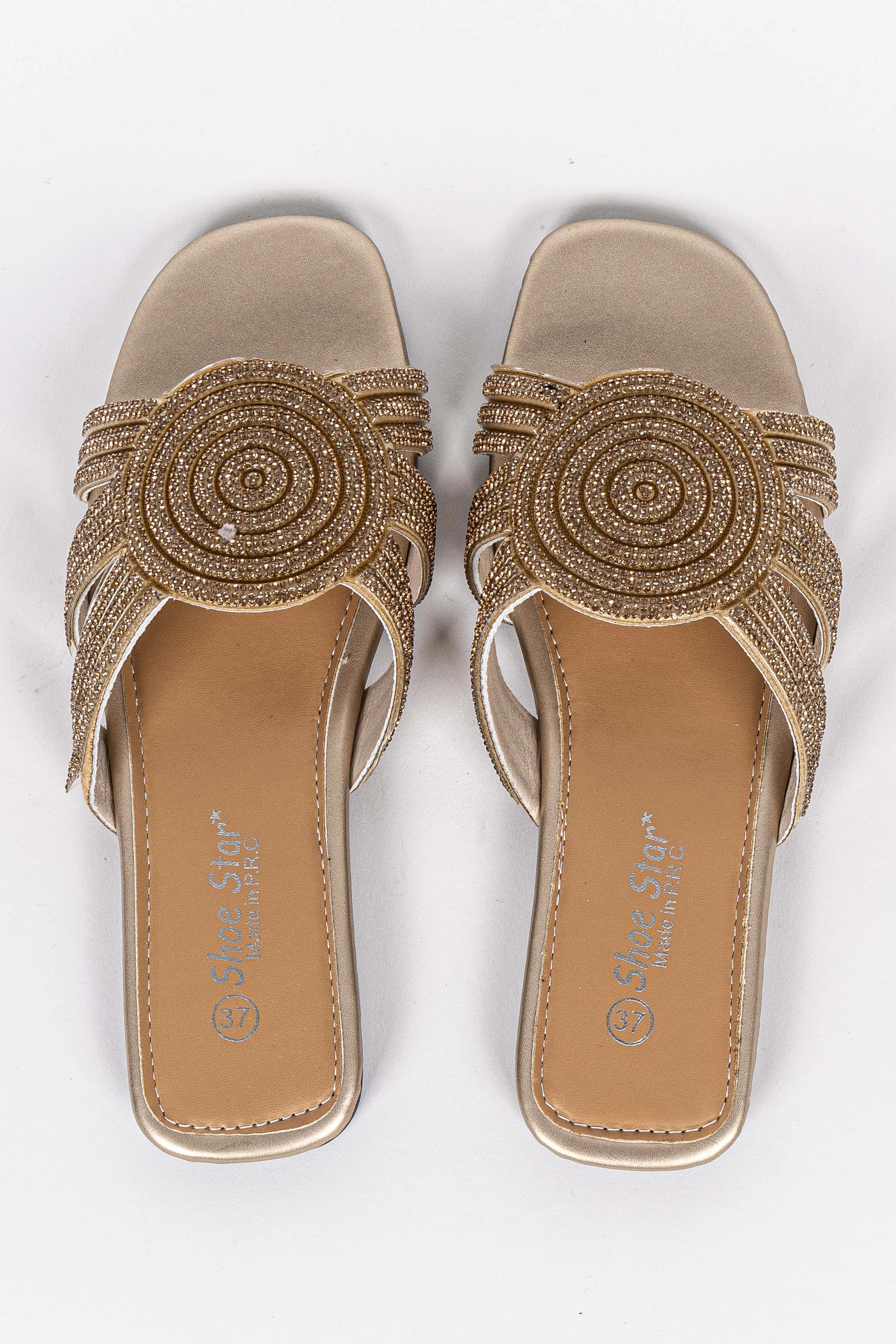 FLAT SANDALS WITH RHINESTONES
