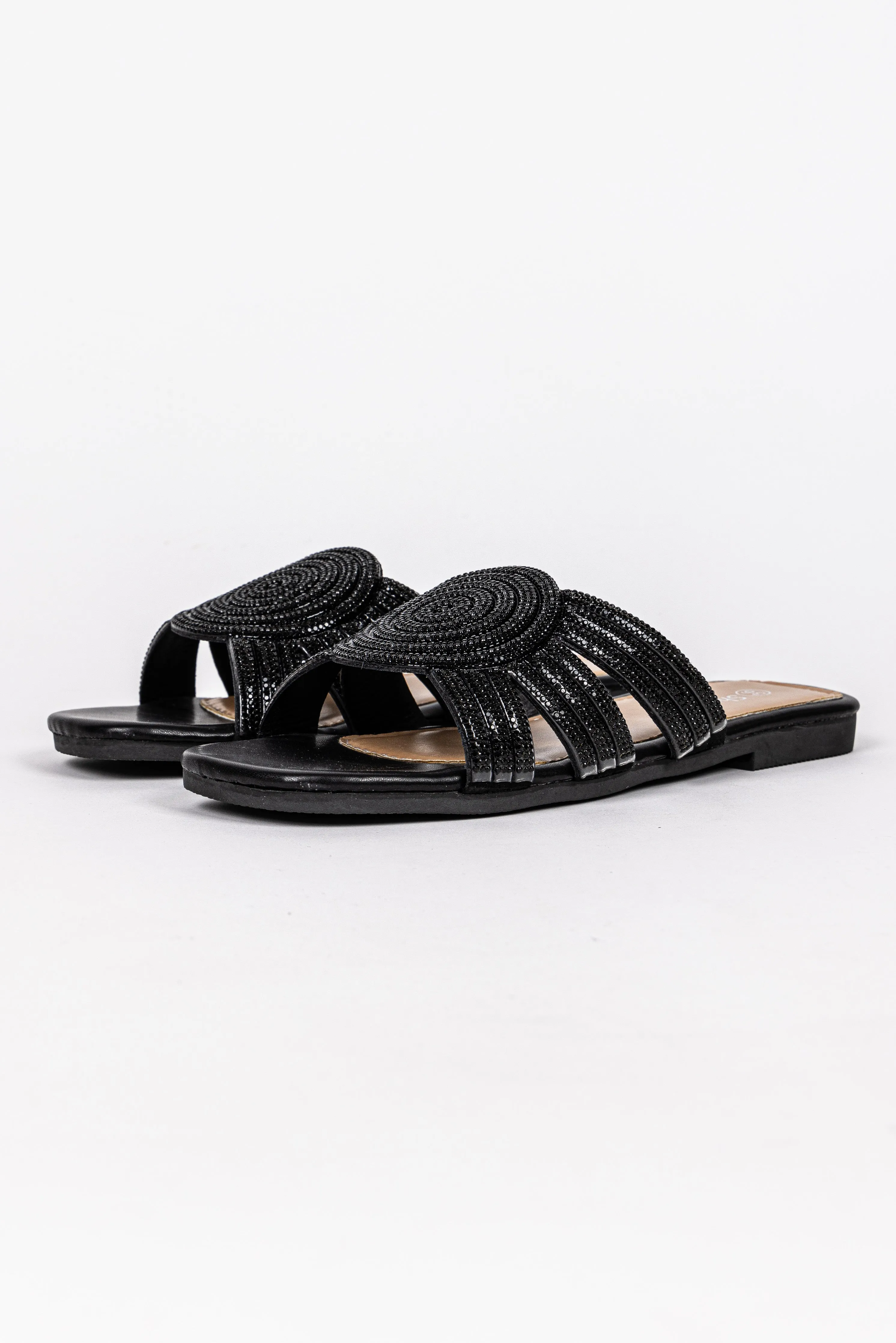 FLAT SANDALS WITH RHINESTONES