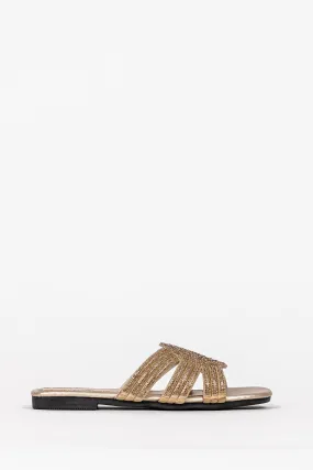 FLAT SANDALS WITH RHINESTONES