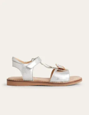 Fun Leather Sandals-Silver Pegasus