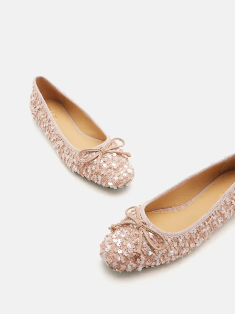 Gianna Sequinned Bow Flats