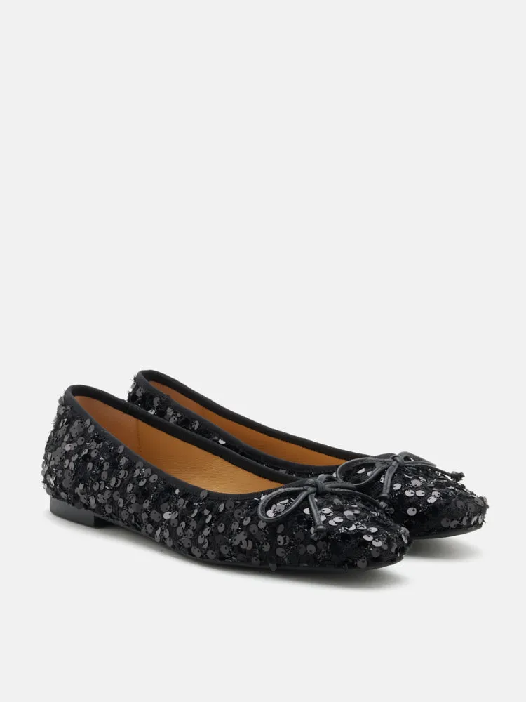 Gianna Sequinned Bow Flats