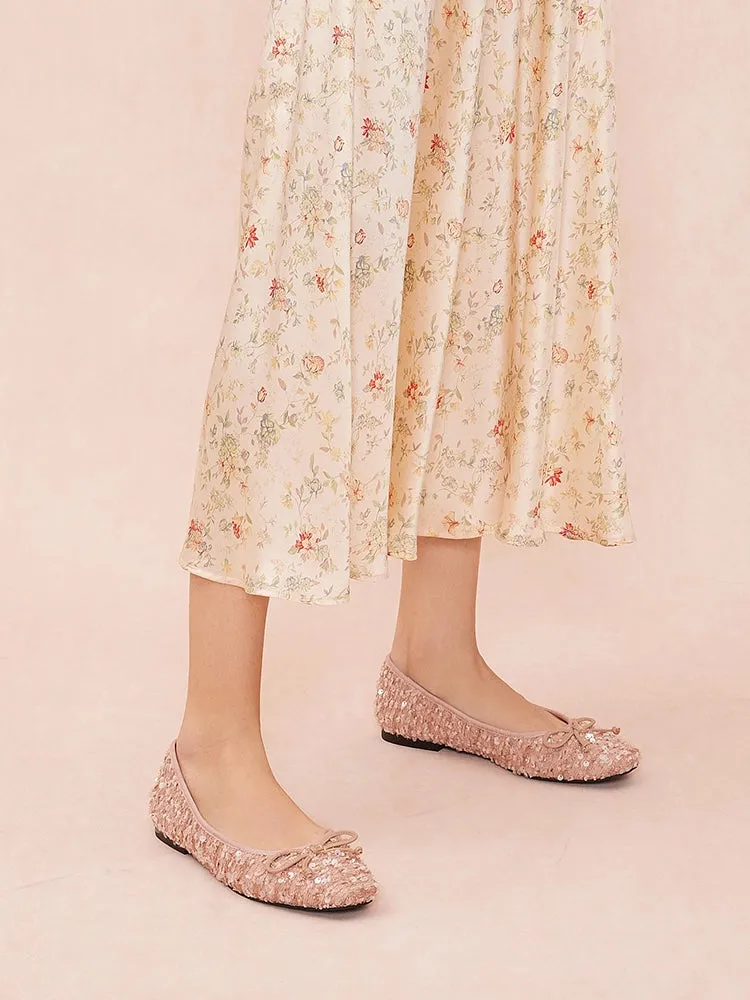Gianna Sequinned Bow Flats