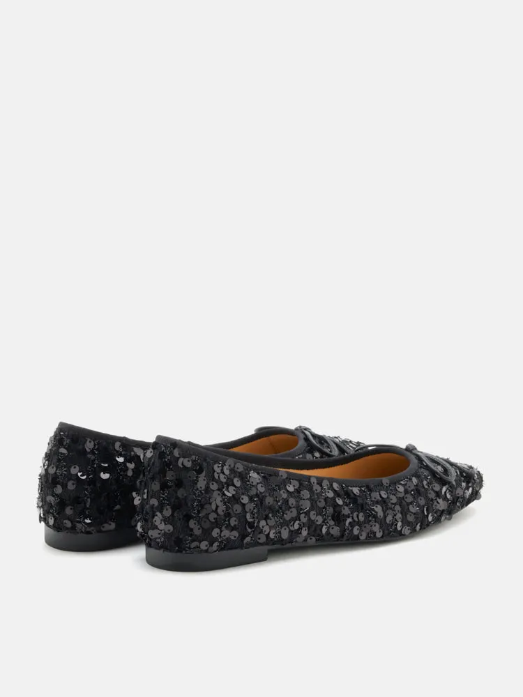 Gianna Sequinned Bow Flats