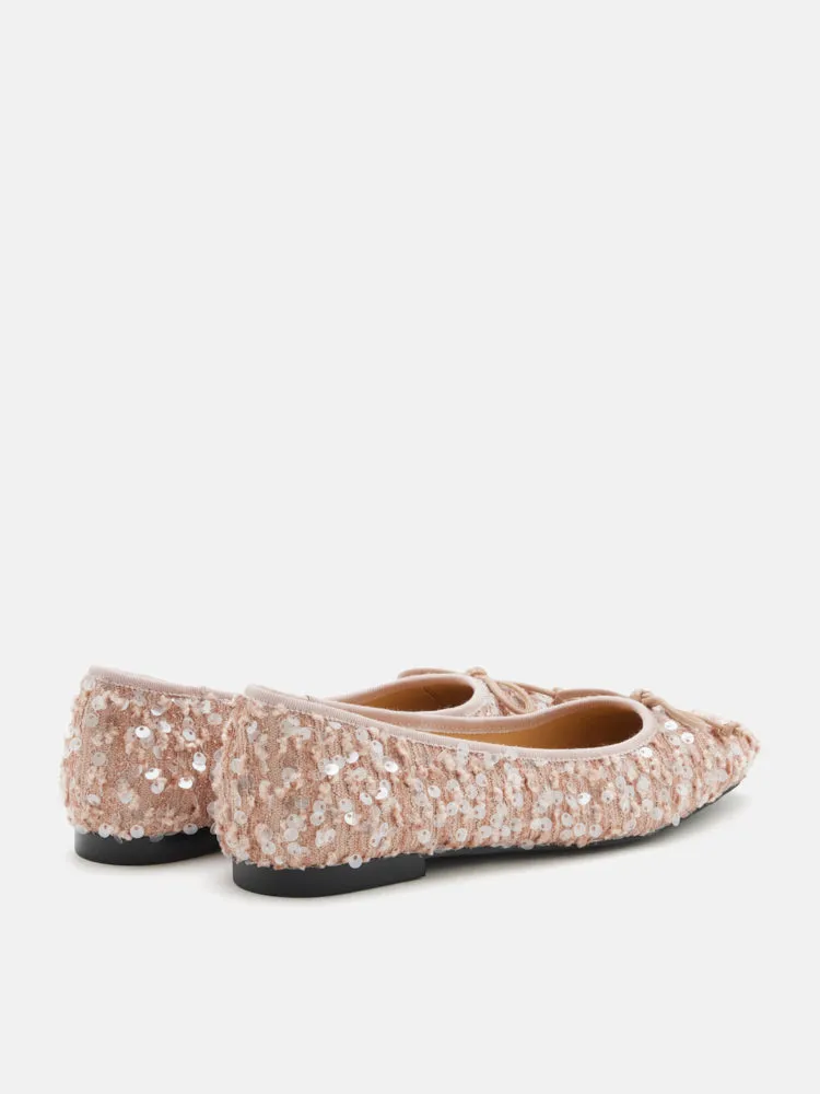 Gianna Sequinned Bow Flats