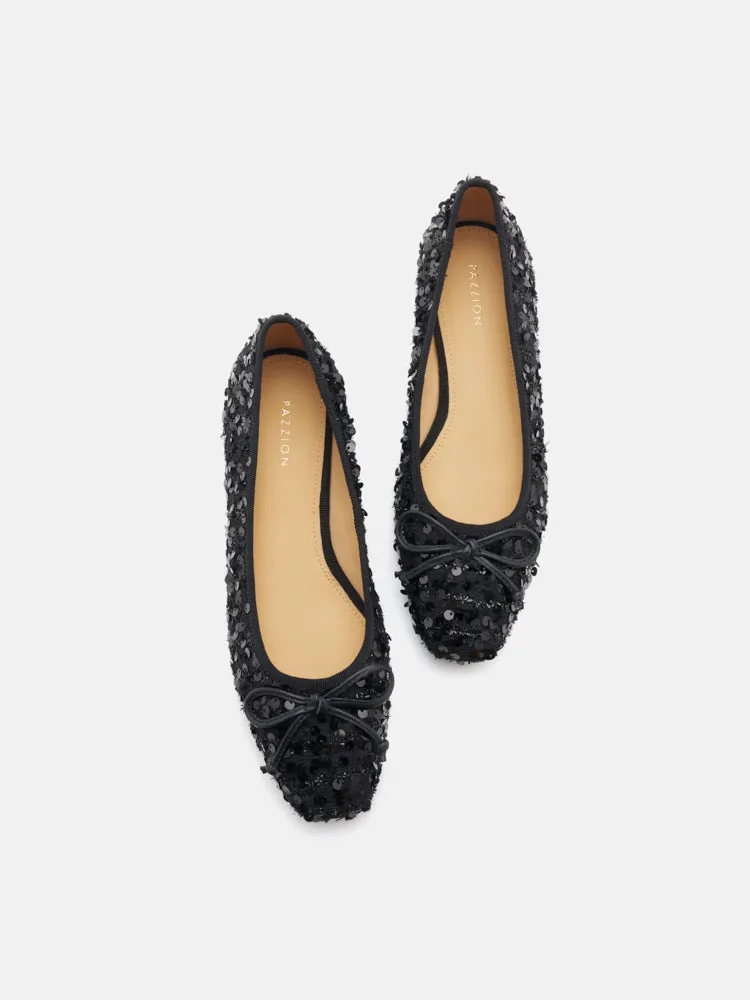 Gianna Sequinned Bow Flats