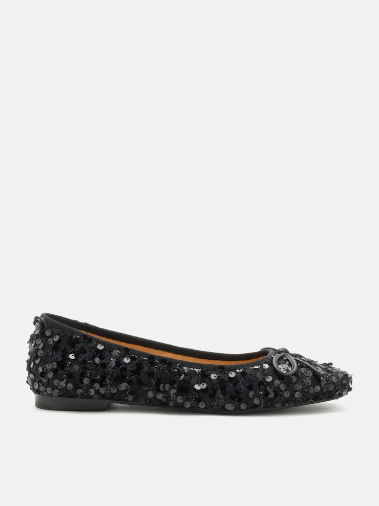Gianna Sequinned Bow Flats