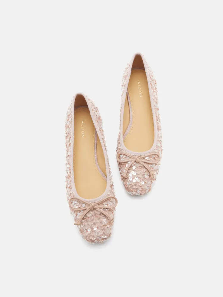 Gianna Sequinned Bow Flats