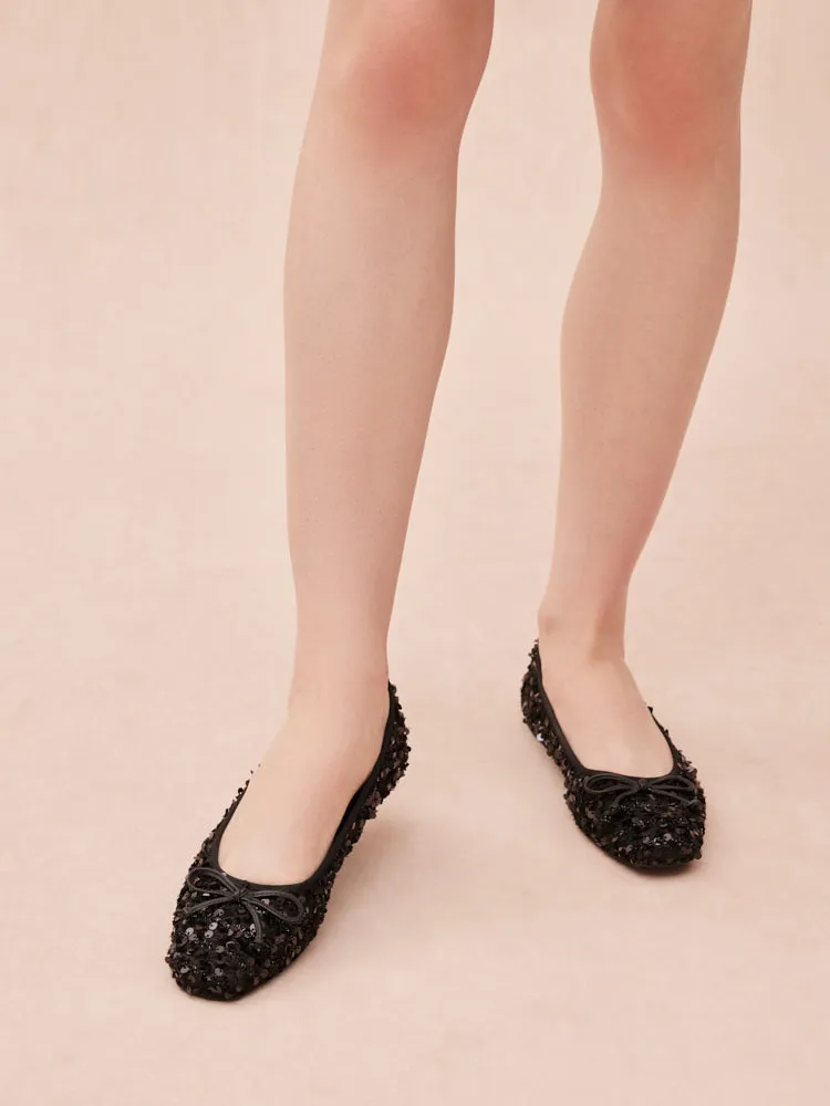 Gianna Sequinned Bow Flats