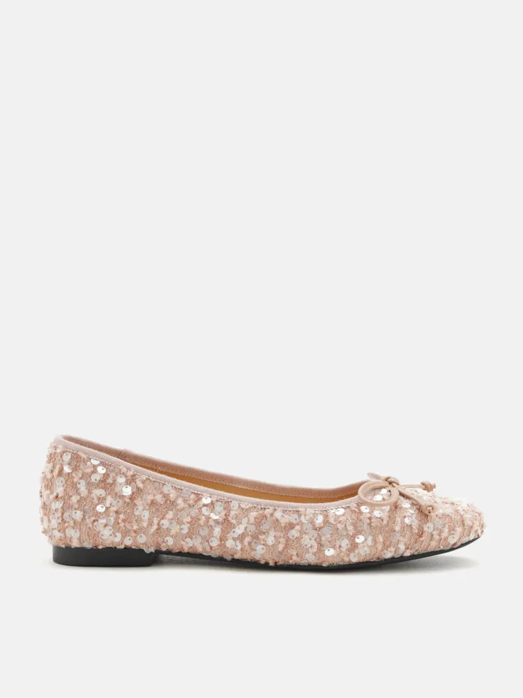 Gianna Sequinned Bow Flats