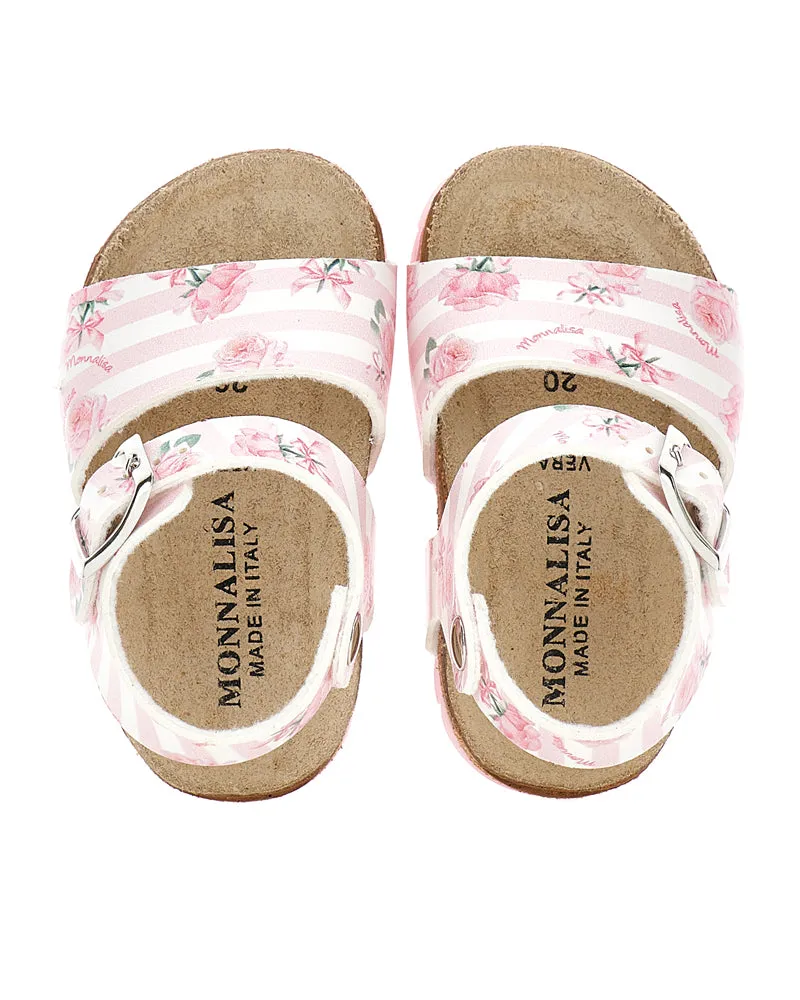 Girls Pink/White Floral Sandals