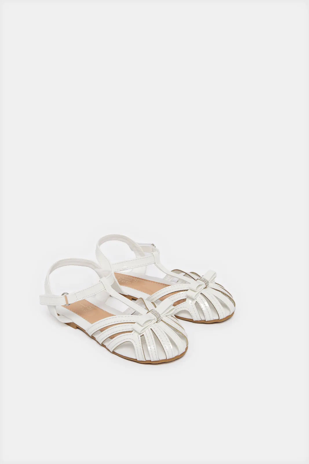 Girls White Embellished Sandals