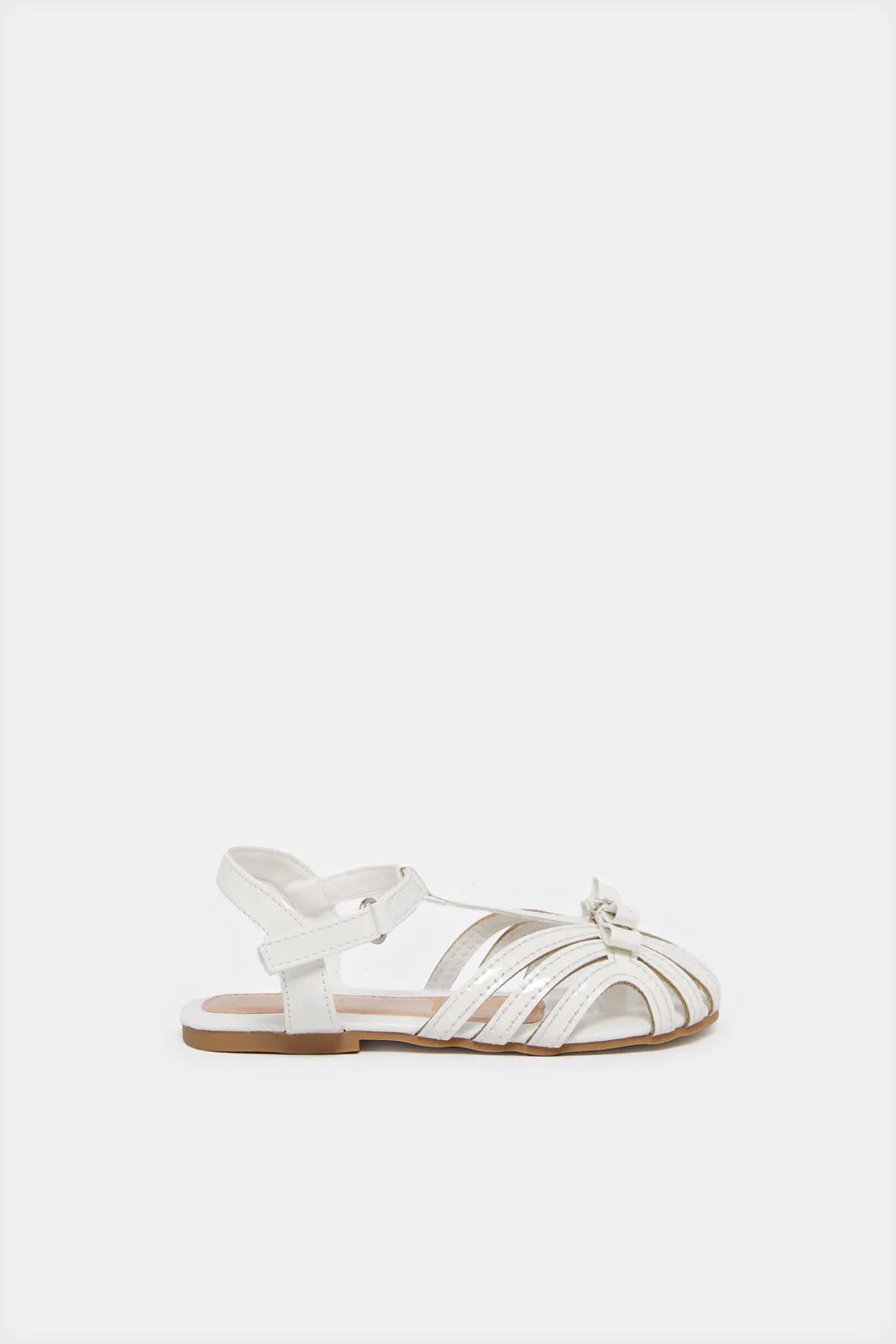 Girls White Embellished Sandals