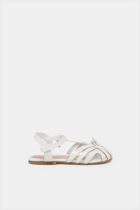 Girls White Embellished Sandals