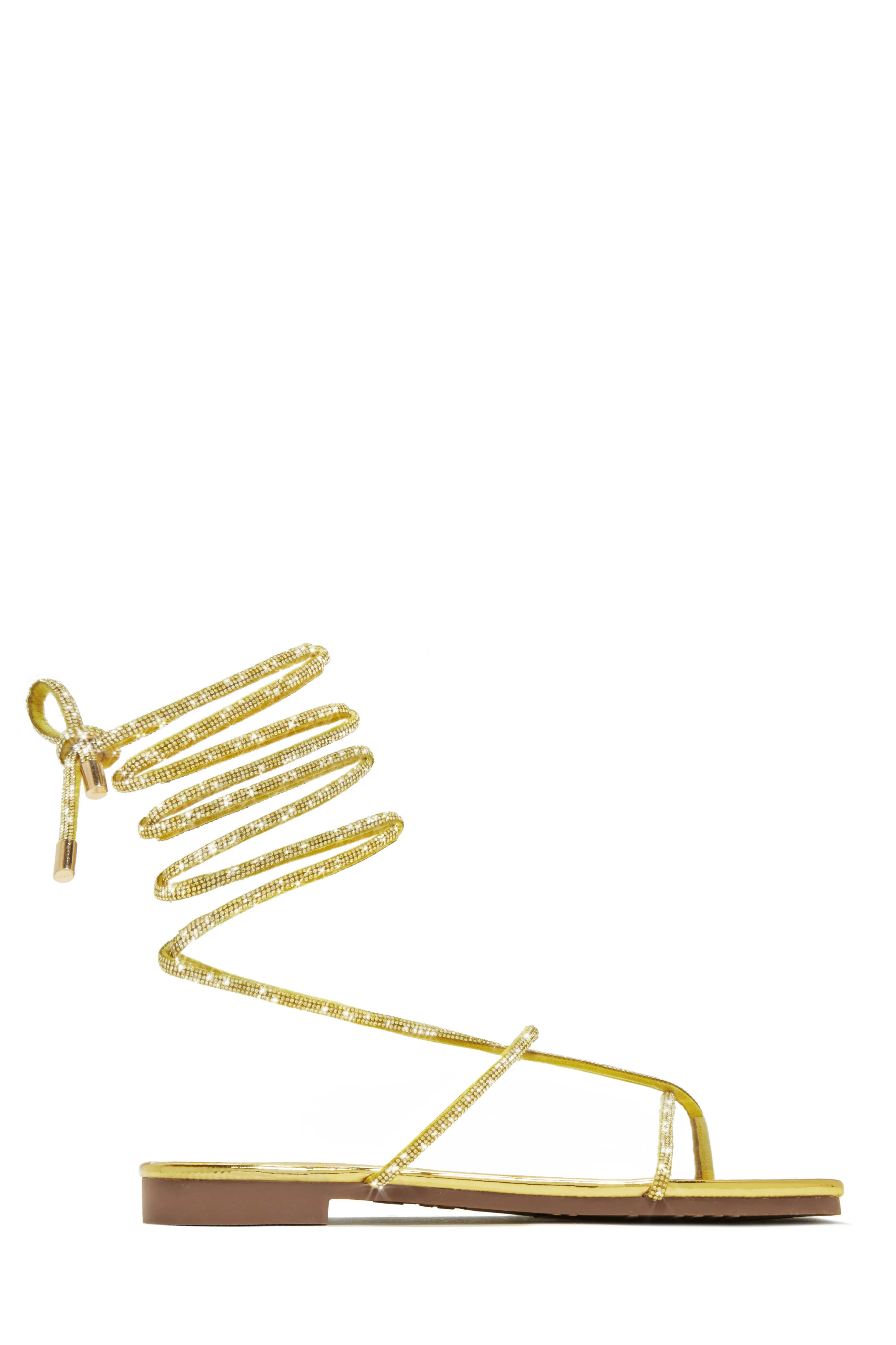 Luxury Oasis Embellished Lace Up Sandals - Gold