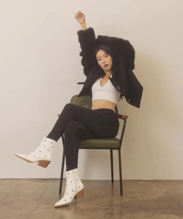 OASIS SOCIETY Ivanna - White Star Studded Western Boots