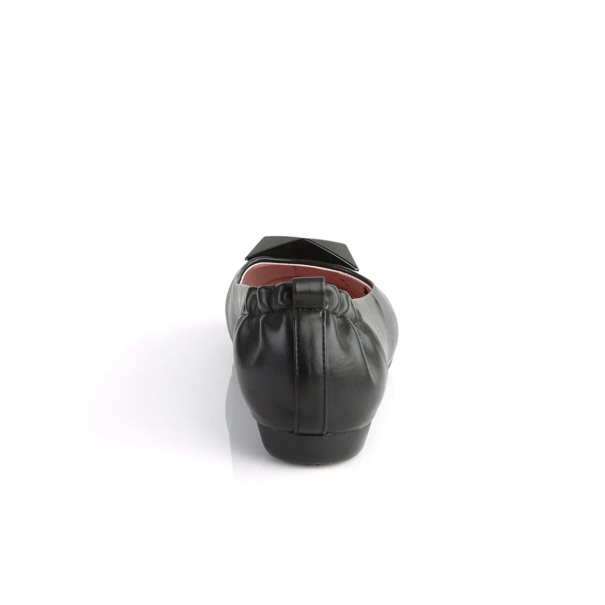 OLIVE-08 Pin Up Couture Flats Black Faux Leather Sexy Single Soles (Retro Heels)