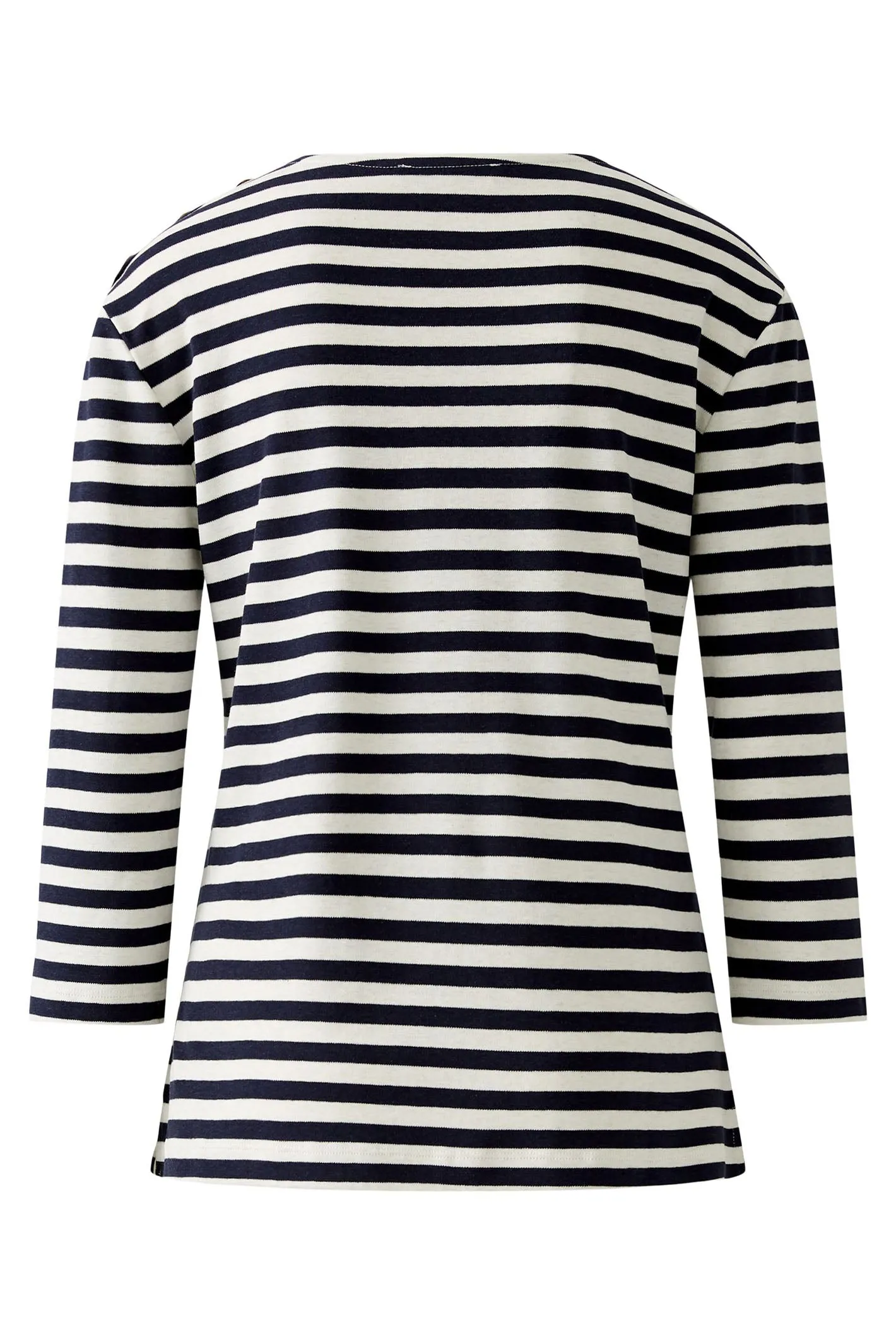 Oui 93373 Navy White Stripe Breton Style Boat Neck Top
