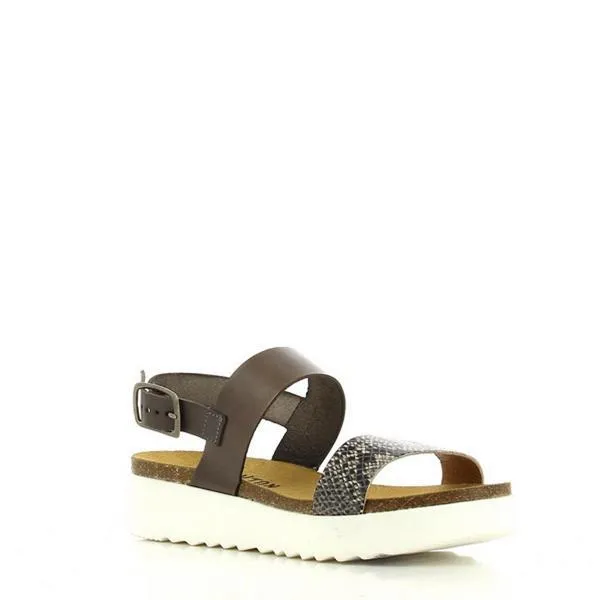 Plakton 665057 Grey Snake Print Slingback Sandals