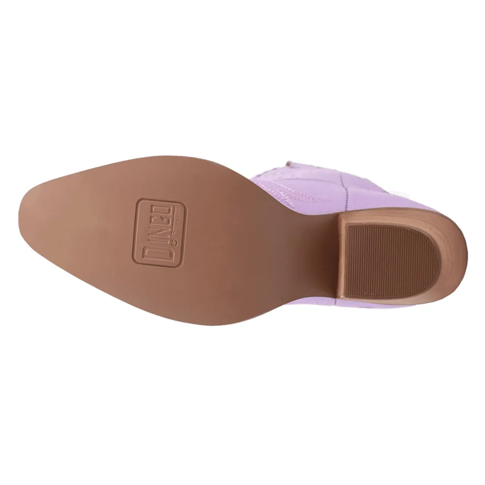 Pretty N' Pink Embroidered Studded Snip Toe Pull On Cowboy Boots
