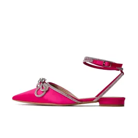 RAID Armell Flat Lace up Pump in Hot Pink Satin