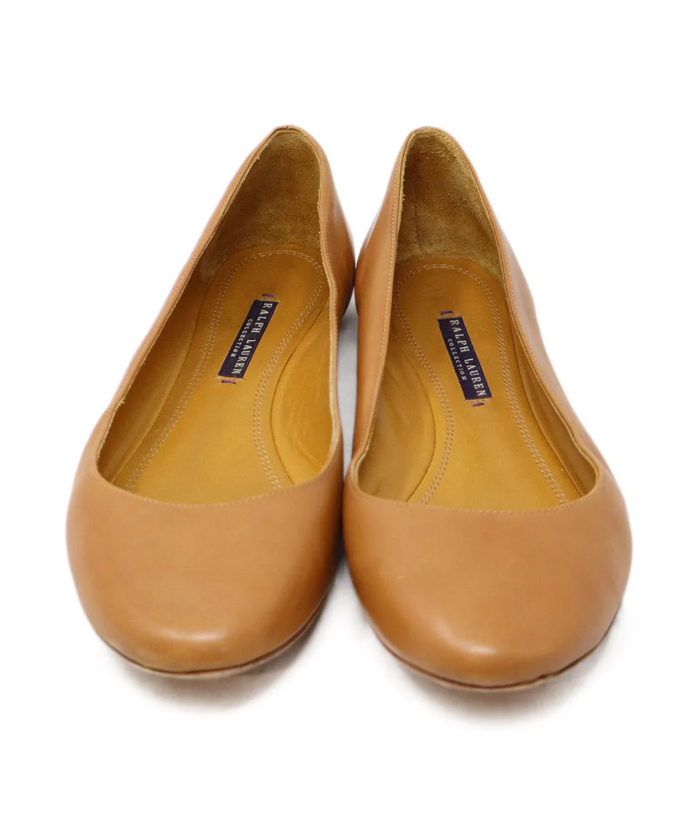 Ralph Lauren Neutral Tan Leather Flats sz 11