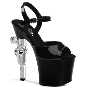 REVOLVER-709 Rhinestone Gun Heel Platform Stripper Shoes
