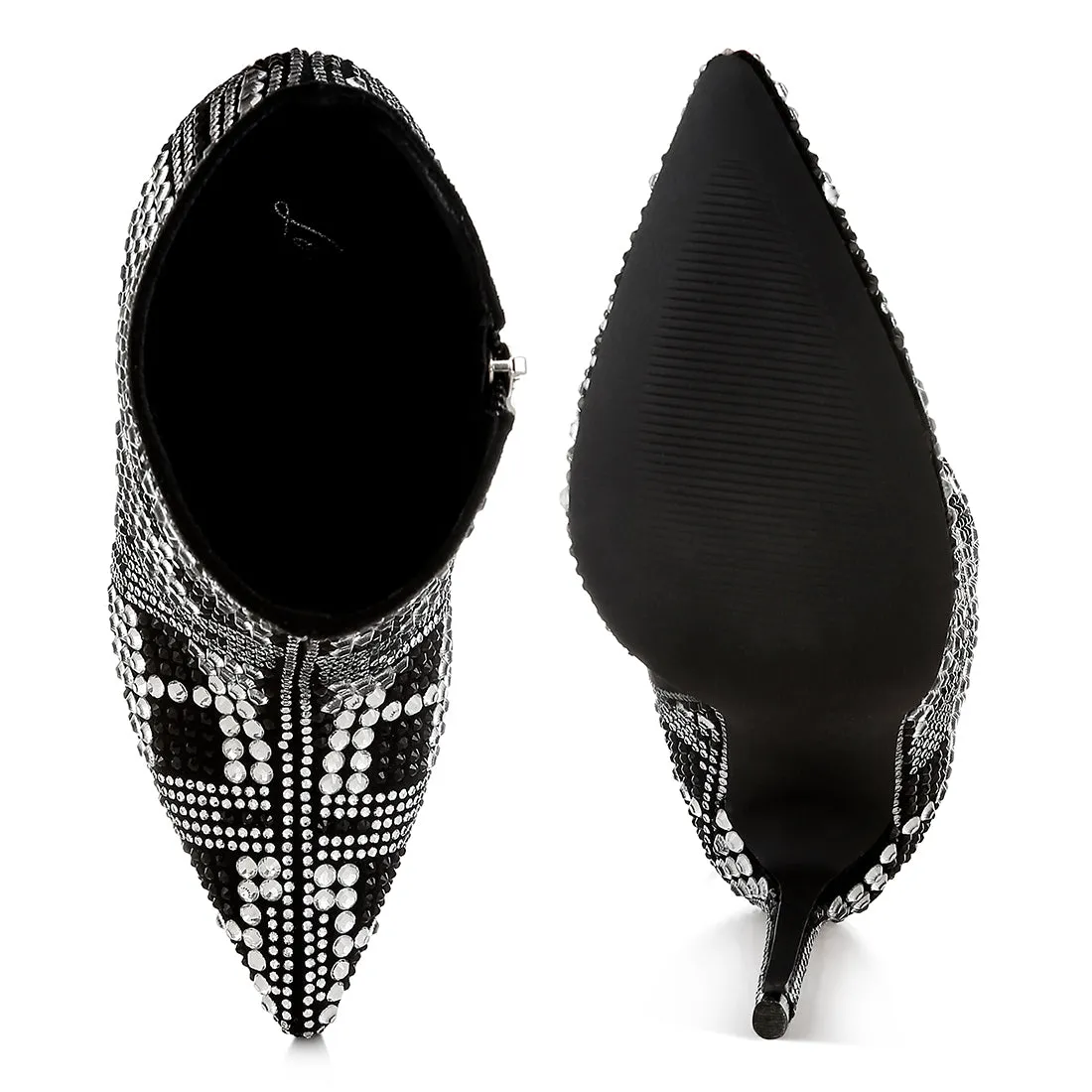 Rhinestones Studded Stiletto Heel Boots