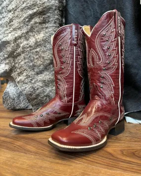 Roper Women's Brandy Vintage Red Leather Square Toe Studded Cowgirl Boots 7015-8631