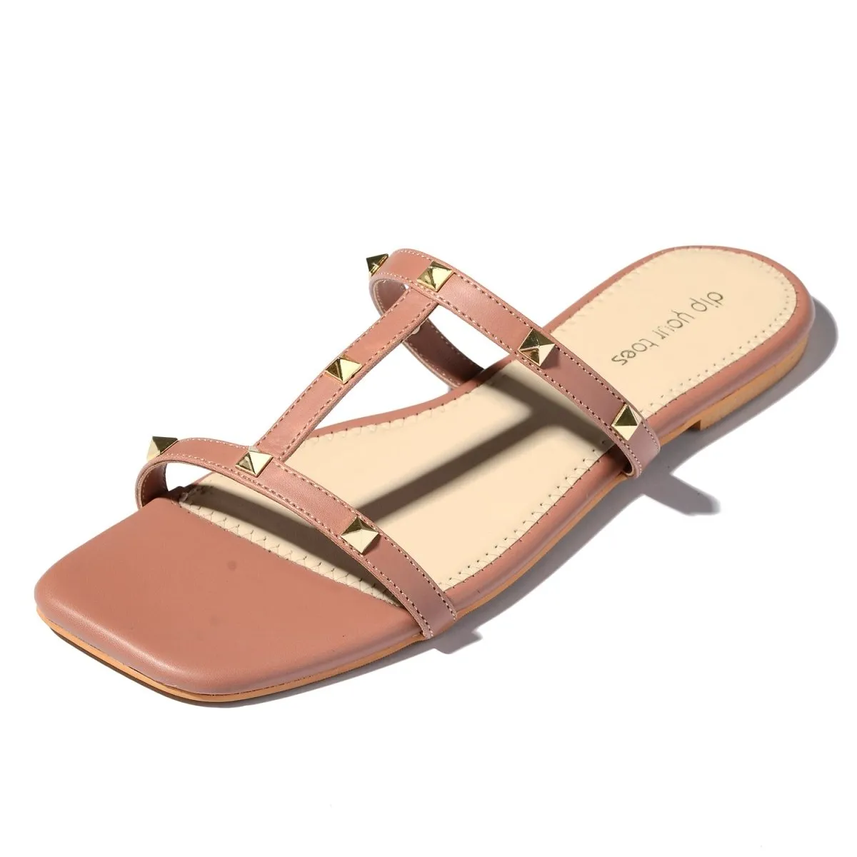 Rosepink stud-embellished flats