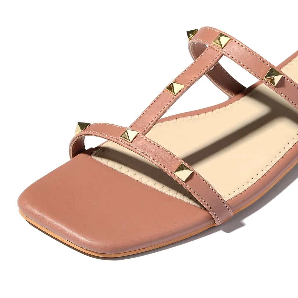Rosepink stud-embellished flats