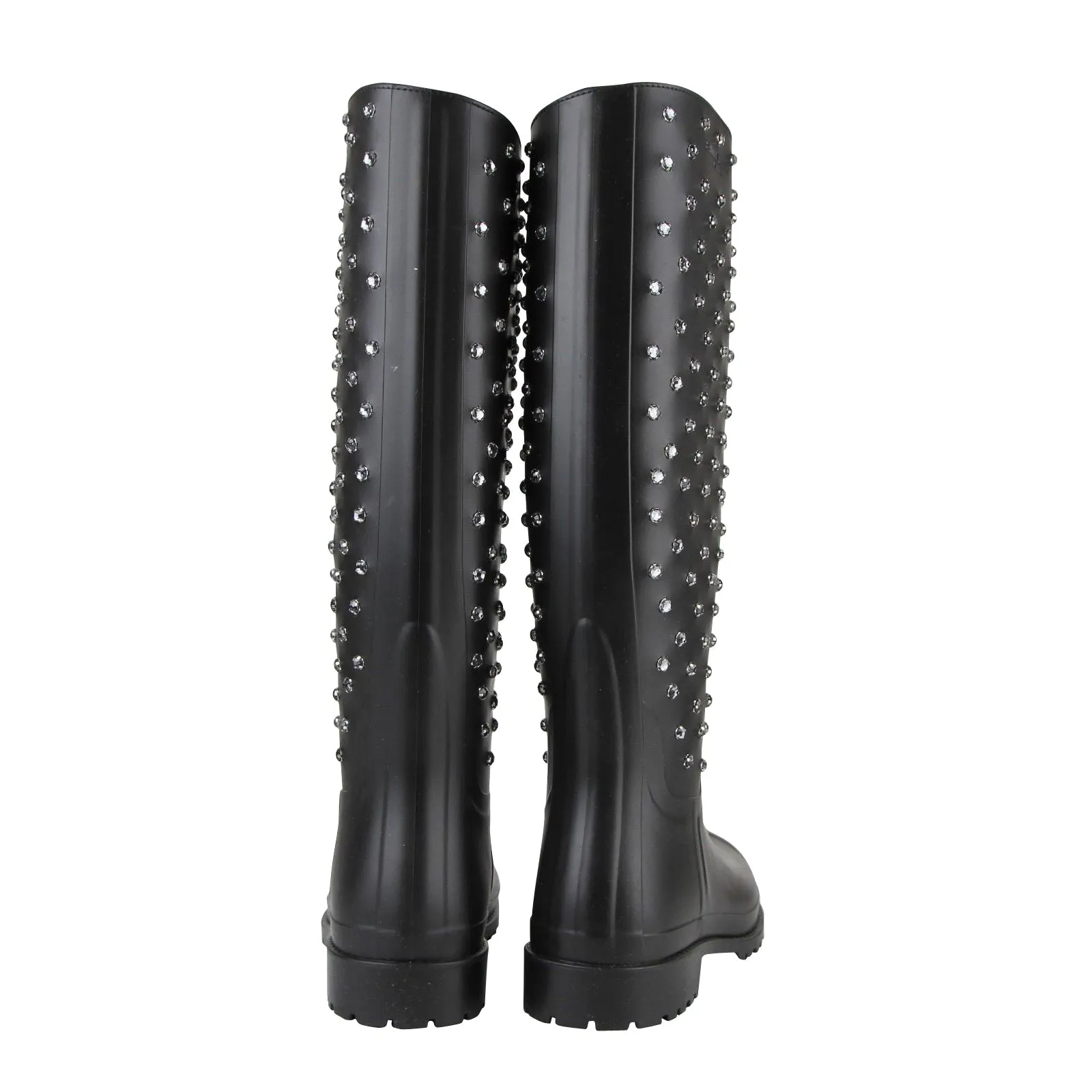 Saint Laurent Women's  Rubber Women Rain Boots With Crystal Studs (36 EU / 6 US)